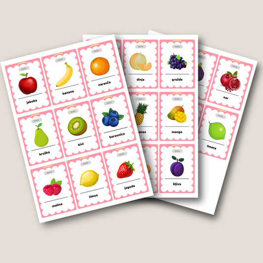 edukacijske kartice pdf ispis za voće
Edukativne kartice PDF za tiskanje – voće