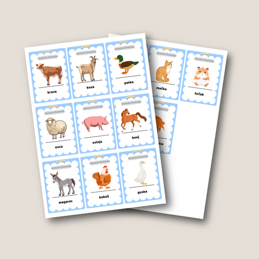 edukacijske kartice pdf ispis za DOMAĆE ŽIVOTINJE
Edukativne kartice PDF za tiskanje – domaće zivali