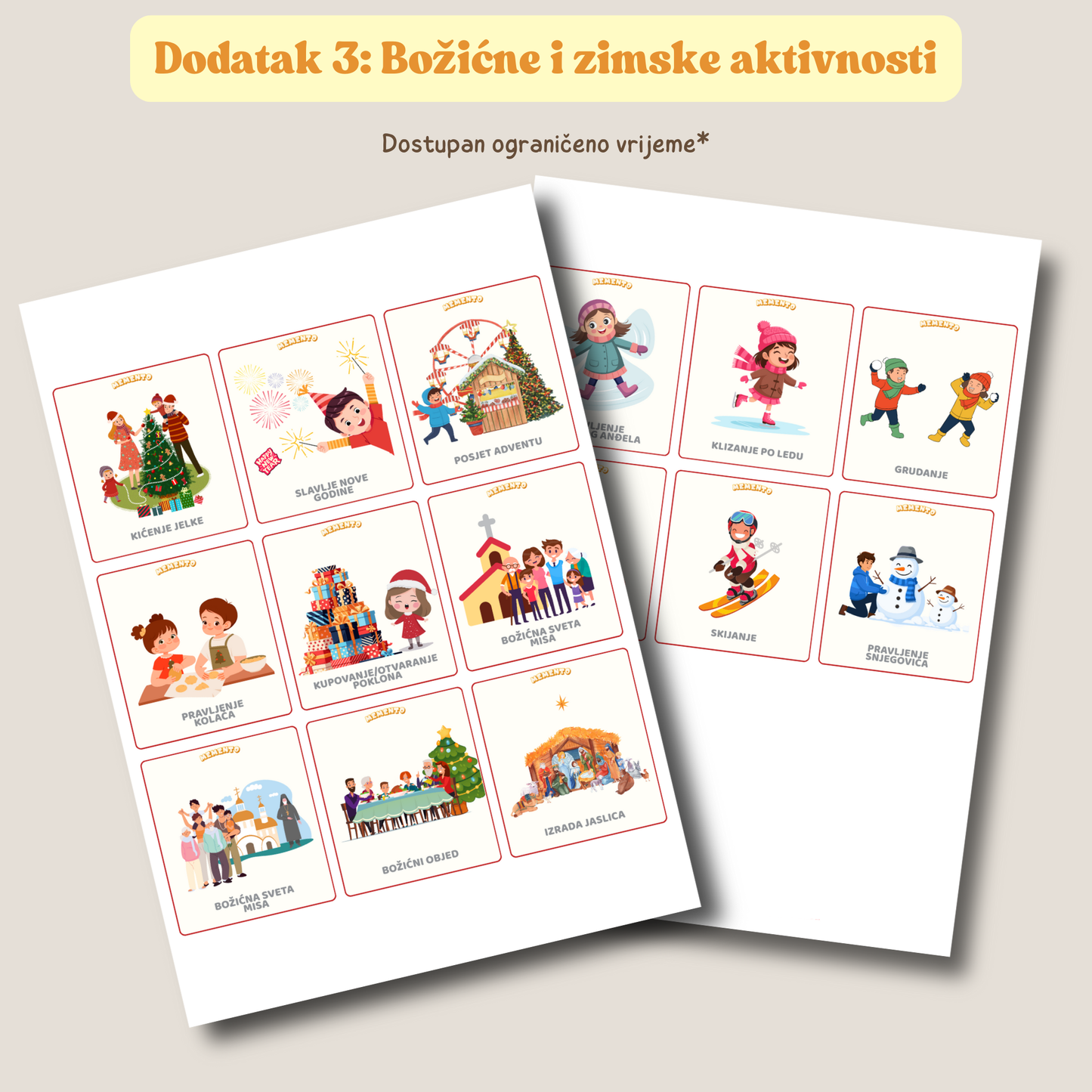 EDUKATIVNE KARTICE: AKTIVNOSTI – naučimo prepričati svoj dan + dodaci