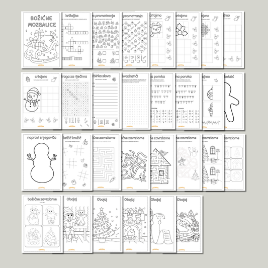 BOŽIĆNE MOZGALICE – PDF vježbenica - 31 stranica