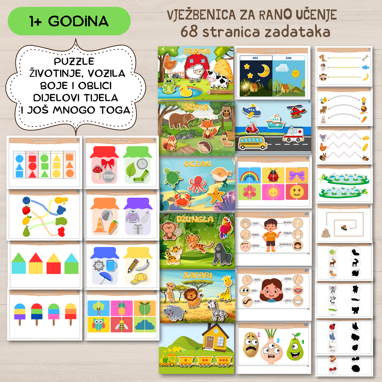MOJA PRVA VJEŽBENICA - Interaktivna digitalna vježbenica za djecu (2.-4. godine) - 68 stranica zabavnih aktivnosti
