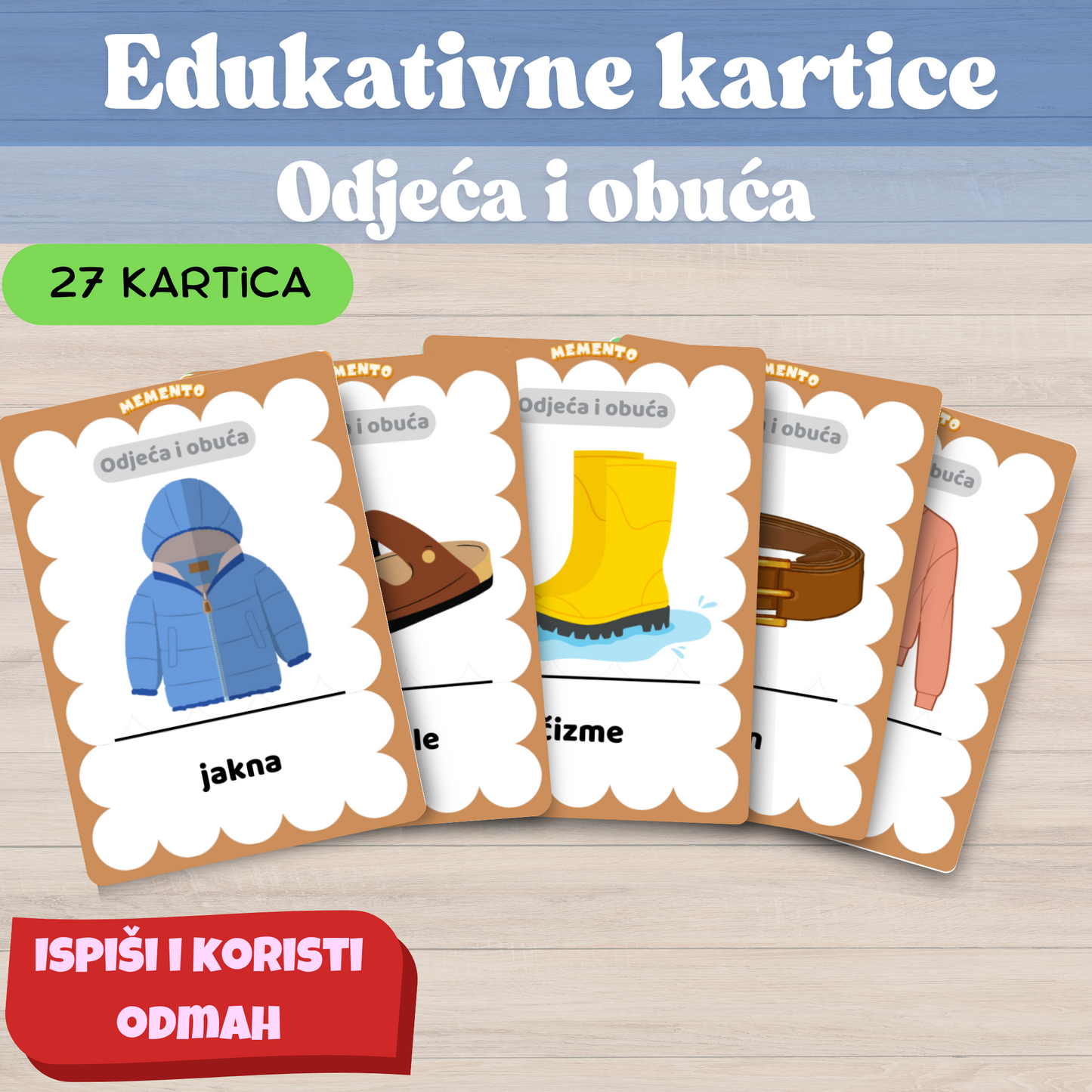 EDUKATIVNE KARTICE - ODJEĆA I OBUĆA - kartice za razvoj vokabulara i govora