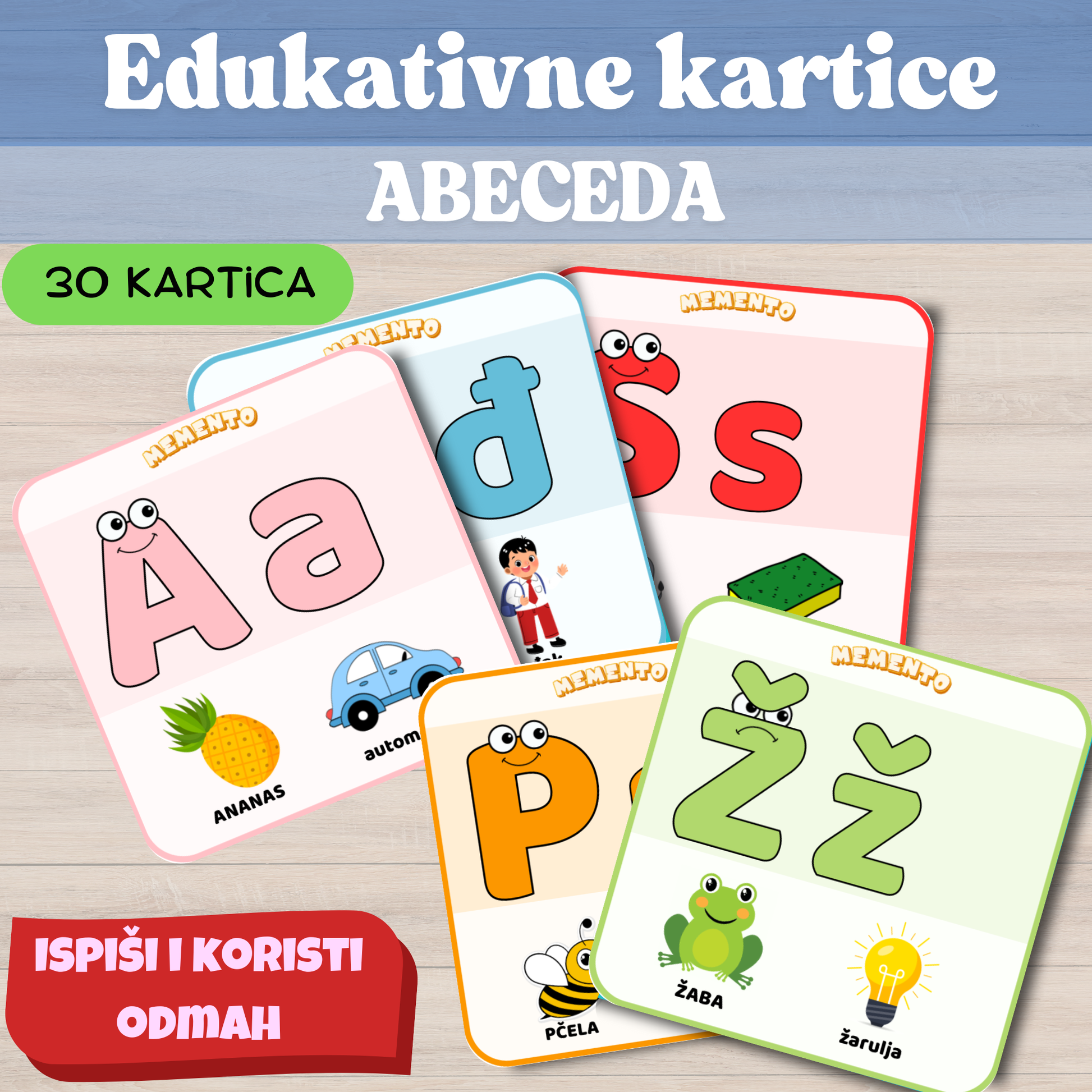 Uz Memento Edukativne kartice vase dijete uci abecedu.