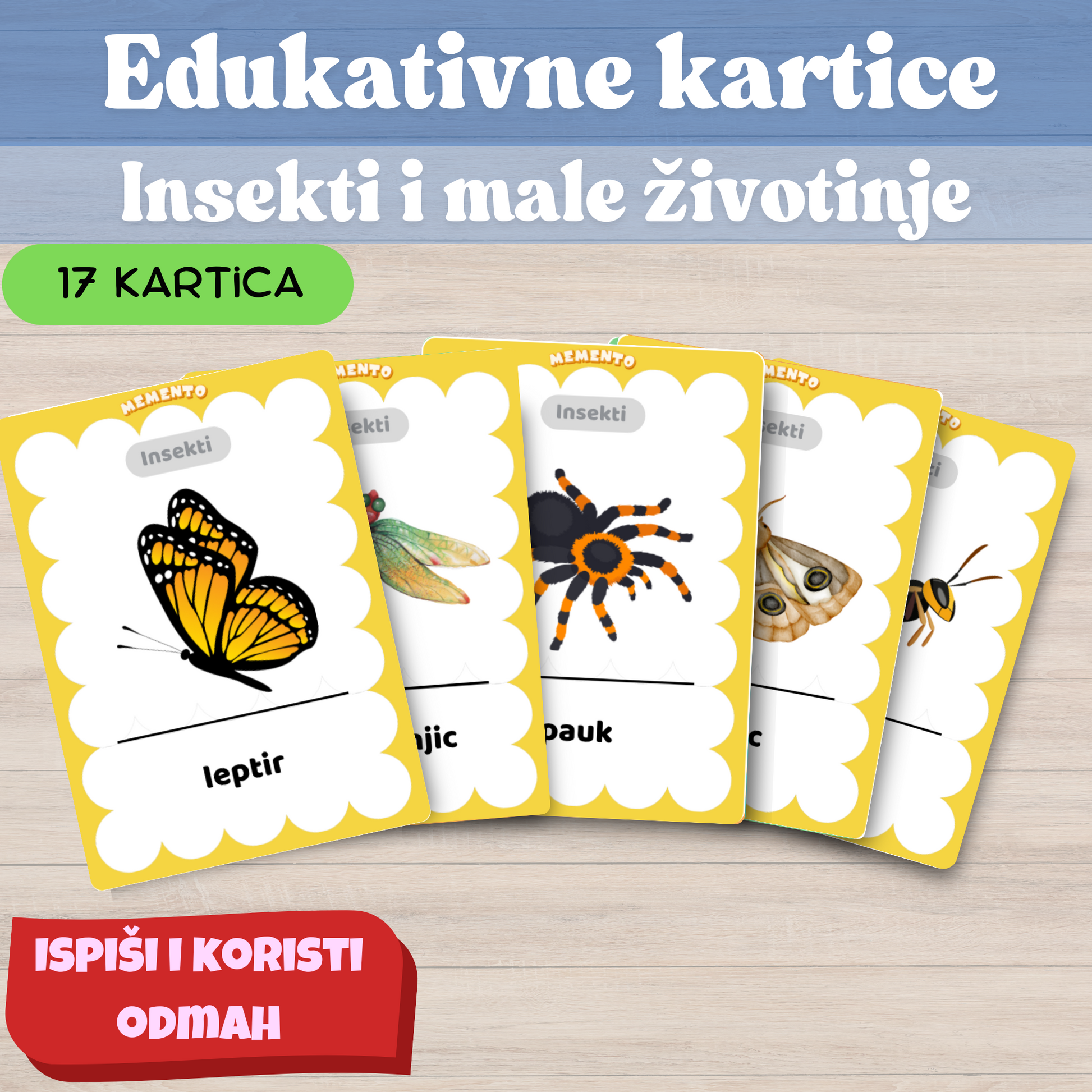 edukacijske kartice pdf ispis za insekti i male životinje
Edukativne kartice PDF za tiskanje – insekti i mali živali