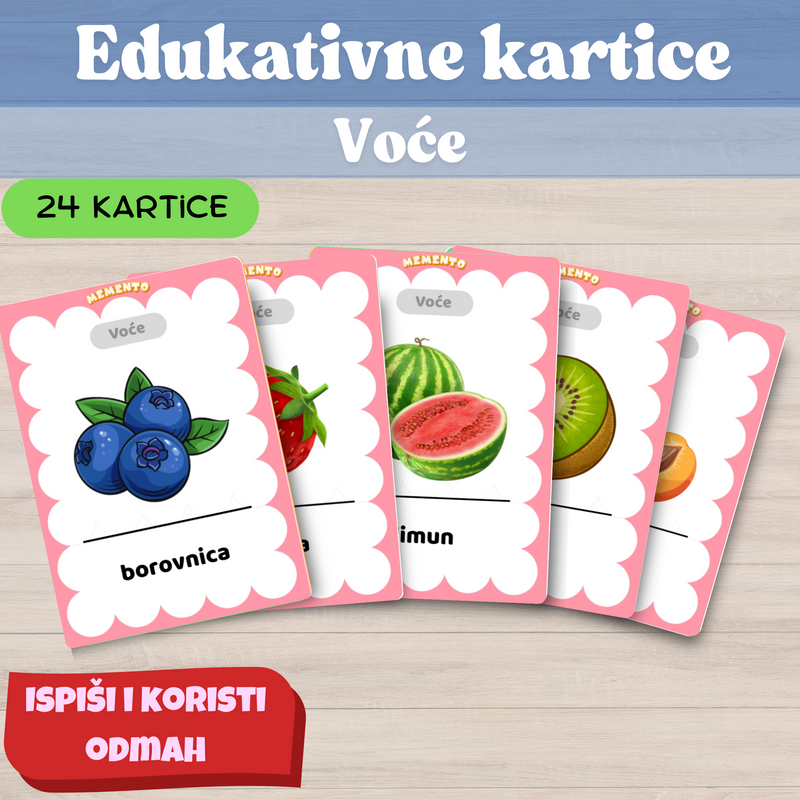 edukacijske kartice pdf ispis za voće
Edukativne kartice PDF za tiskanje – voće