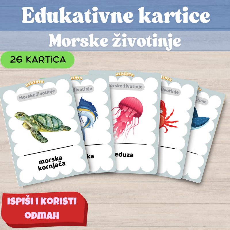 edukacijske kartice pdf ispis za MORSKIH ŽIVOTINJA
Edukativne kartice PDF za tiskanje – MORSKIH ŽIVALI
