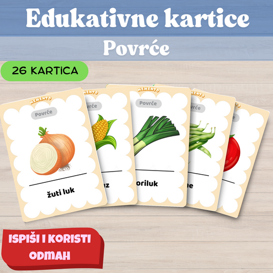 edukacijske kartice pdf ispis za povrće
Edukativne kartice PDF za tiskanje – povrće