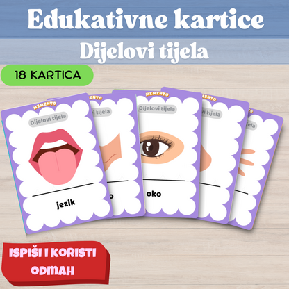 edukacijske kartice pdf ispis dijelovi tijela
Edukativne kartice PDF za tiskanje – delovi tela