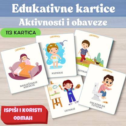EDUKATIVNE KARTICE: AKTIVNOSTI – naučimo prepričati svoj dan + dodaci