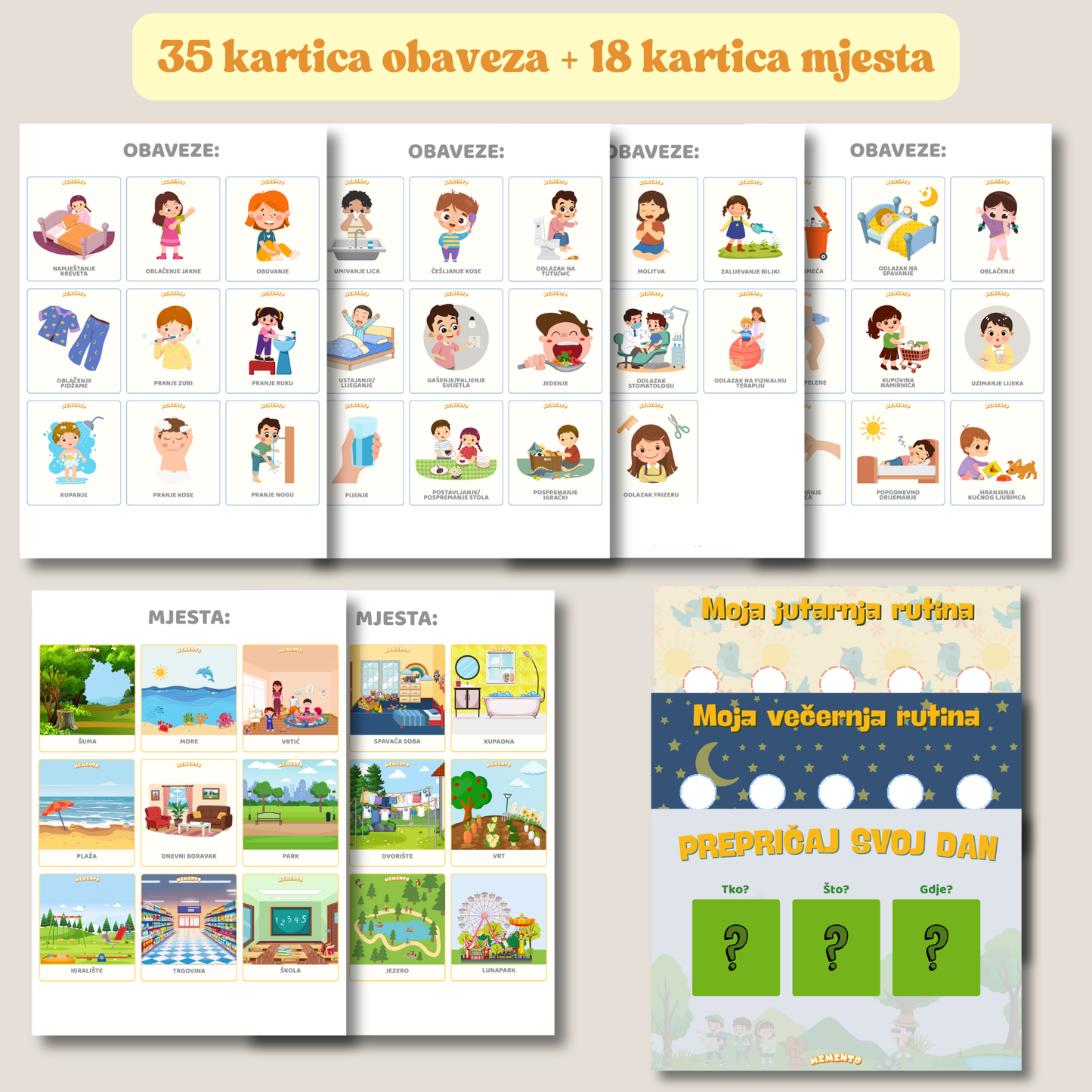 EDUKATIVNE KARTICE: AKTIVNOSTI – naučimo prepričati svoj dan + dodaci