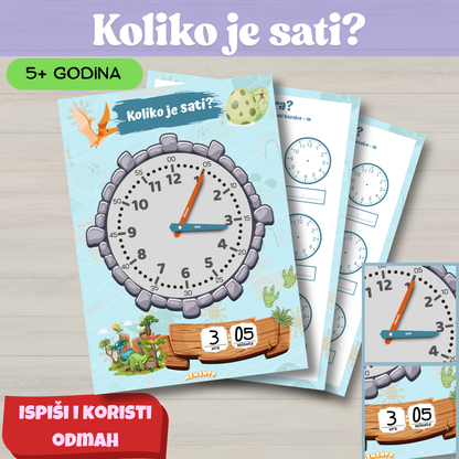 KOLIKO JE SATI? - PDF interaktivna igra za učenje na sat