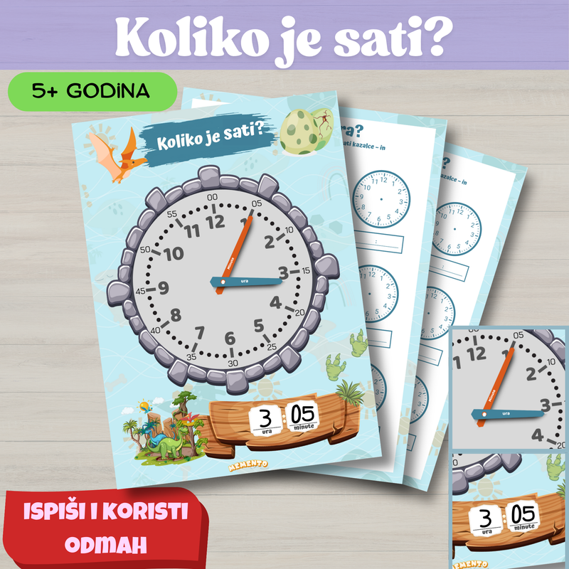 KOLIKO JE SATI? - PDF interaktivna igra za učenje na sat