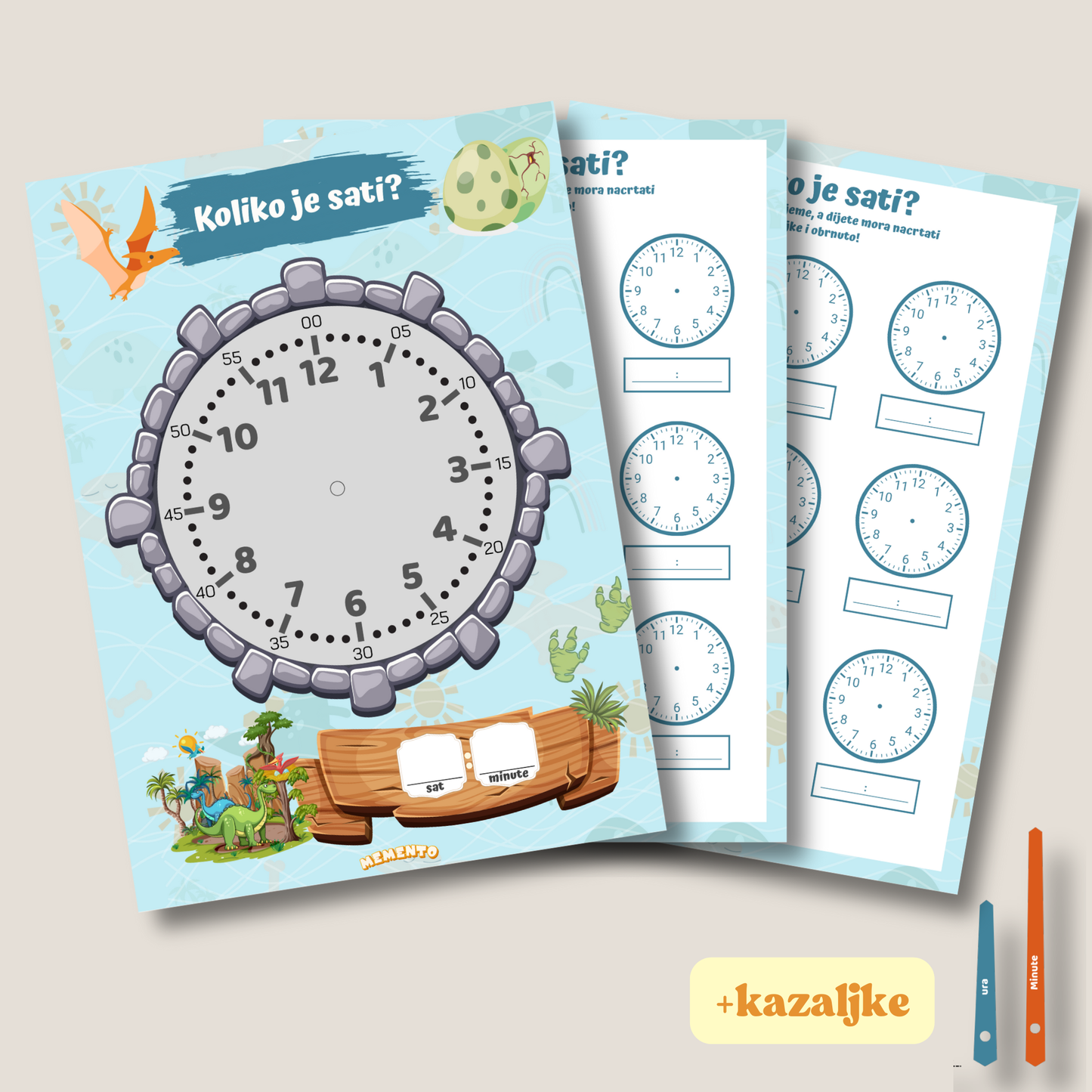 KOLIKO JE SATI? - PDF interaktivna igra za učenje na sat