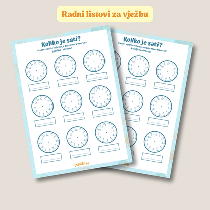 KOLIKO JE SATI? - PDF interaktivna igra za učenje na sat