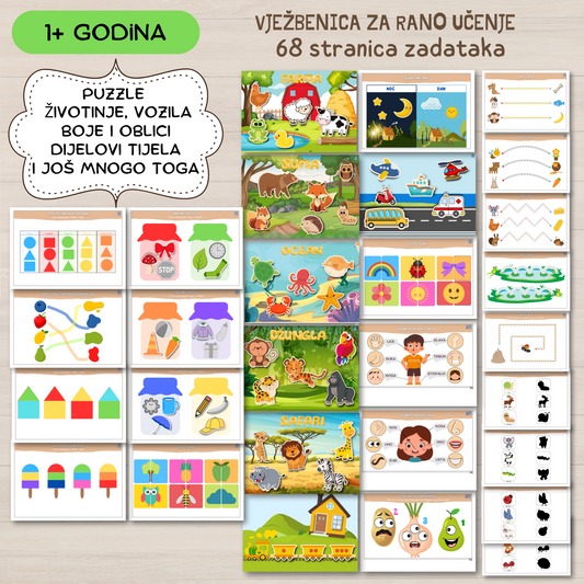 MOJA PRVA VJEŽBENICA - Interaktivna digitalna vježbenica za djecu (2.-4. godine) - 68 stranica zabavnih aktivnosti